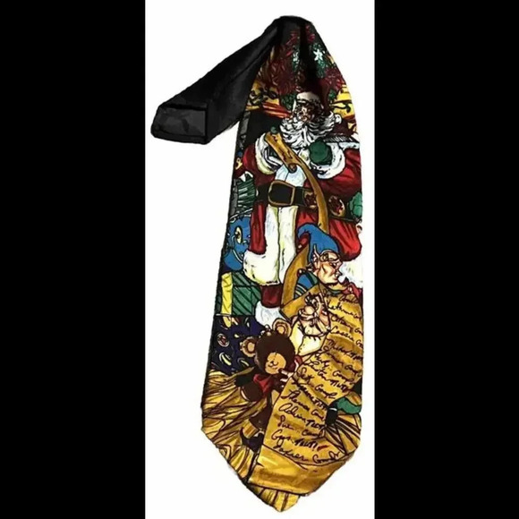 ADDICTION BLACK RED GREEN GIFTS Santa Christmas Silk St Nick Men Necktie tie - Picture 5 of 10